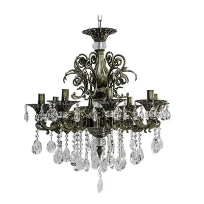Chandilier Sanssoci 8xe14 метални и кристални регулируеми височина Античен месинг