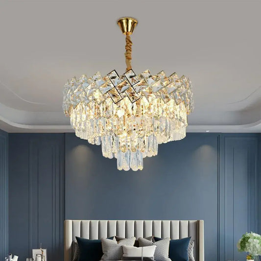 Cymandier Crystal Windsor Elegance 6x E14, диаметър 49 cm, лъскаво злато, регулируема височина