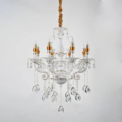 Кристален полилей Bruchier 8x E14, диаметър 65 cm, бяло със злато, регулируема височина