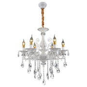 Chandilier Sanssoci 6xe14 Кристал и метал - класически дизайн, регулируема височина, сребърно бяло