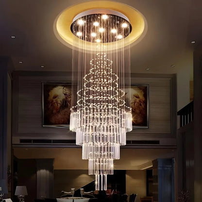 LED Кристален полилей 80W AUGUSTA Gold, Диаметър 50cm, Височина 200cm, Стълба Модел Crystal Chandelier Заглавие по подразбиране Alessandro Design