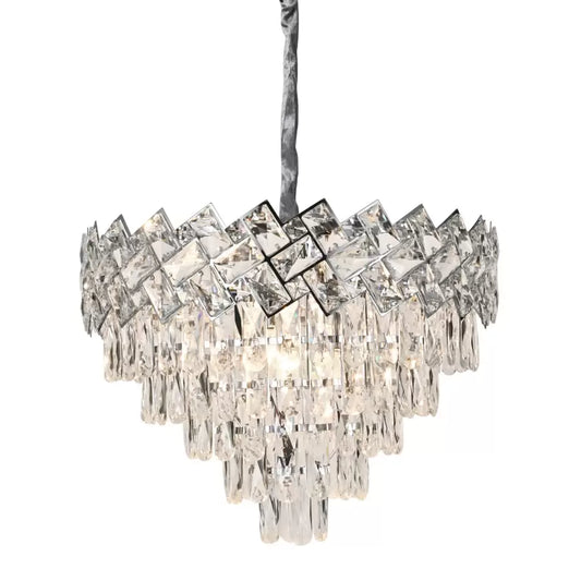 Кристален полилей Уиндзор Eleganza 5x E27, диаметър 49 cm, лъскав хром, регулируема височина