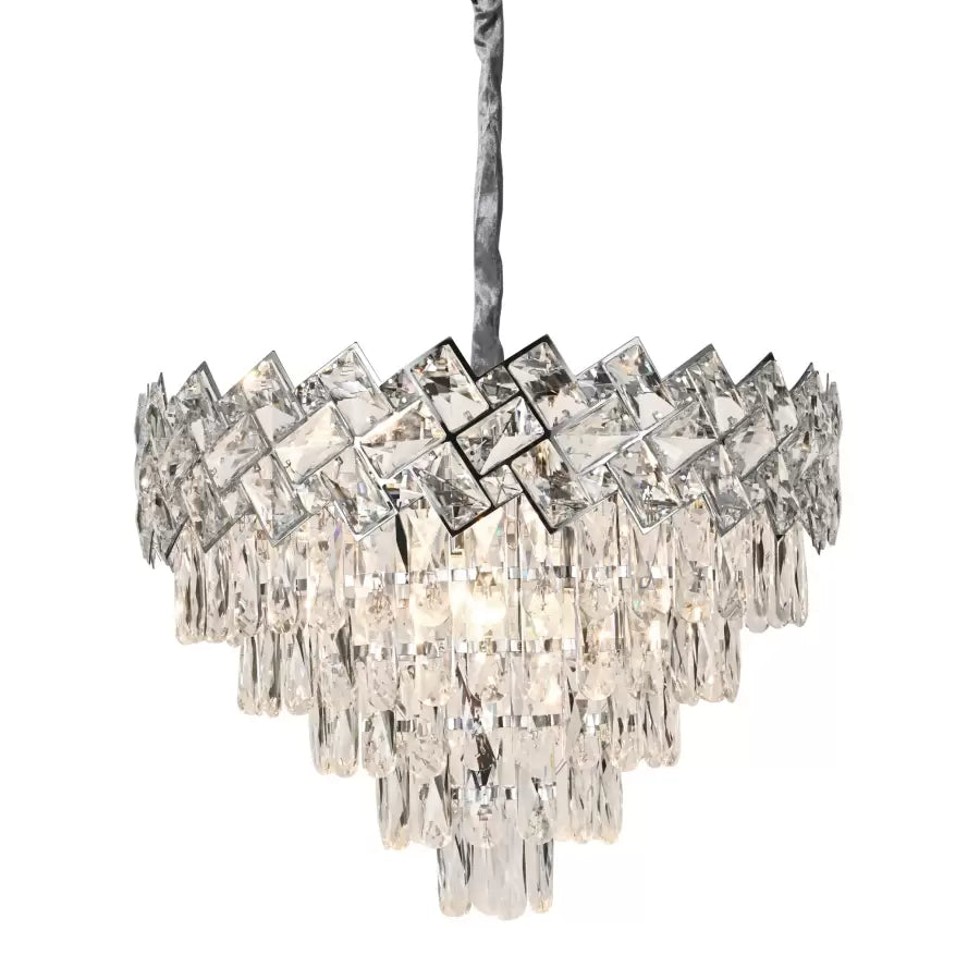 Кристален полилей Уиндзор Eleganza 5x E27, диаметър 49 cm, лъскав хром, регулируема височина