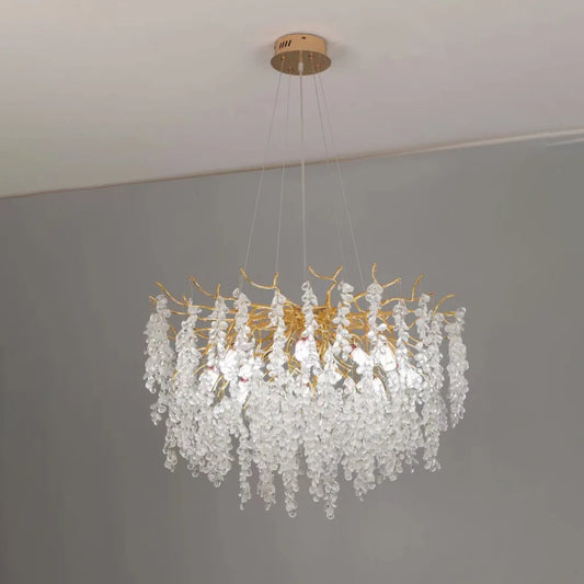Crystal Waltz Cascade Chandelier, 12x G9, злато, 80 см, регулируема височина