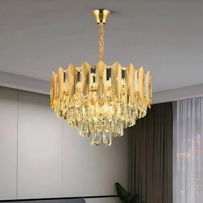 Chandelier Crypton Hampton Eleganza 7x E14, диаметър 49 cm, лъскаво злато, регулируема височина