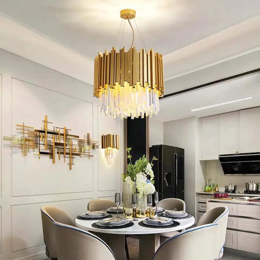 Damon Chandelier, диаметър 40 см, 5x E14 злато, регулируема височина