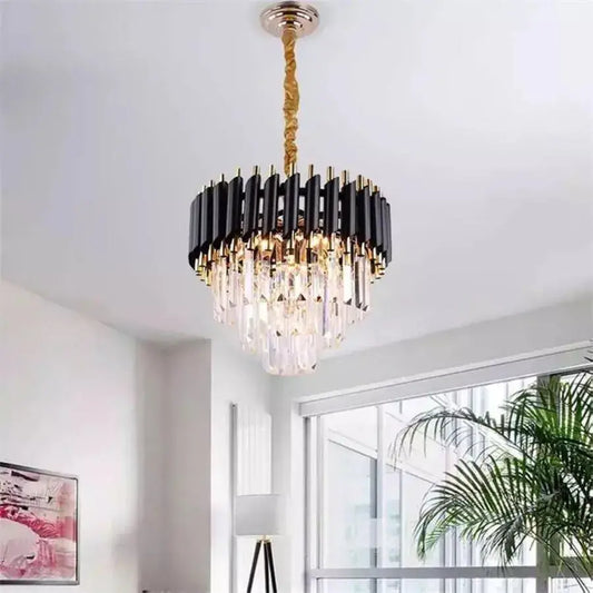 Emeric Chandelier 2*E14, метал и кристал, злато и черно