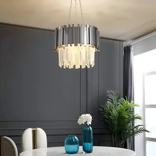 Кристален полилей Blois Eleganza 8xe14, диаметър 49 см, сребро, регулируема височина