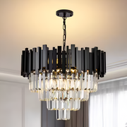 Кристален полилей Blois Eleganza 8xe14, диаметър 49 см, черен, регулируема височина