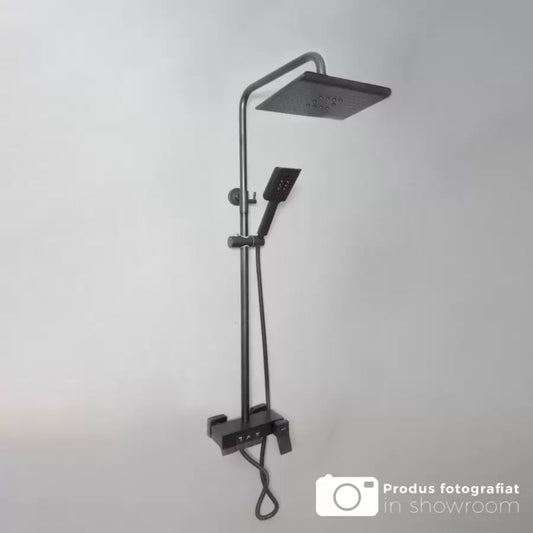 Колоната, взета с пара и регулиране на шапка, санитарен месинг, черно, 9920h