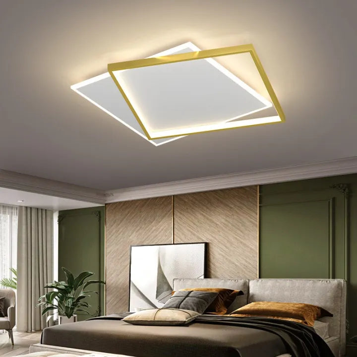 LED полилей с 98W слънчево дистанционно управление, 2 квадрата, студ/гореща/неутрална светлина, нестабилно, бяло злато