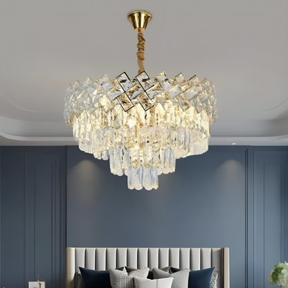 Кристален полилей Windsor Noble 5xe14, 40 cm диаметър, лъскаво злато, регулируема височина