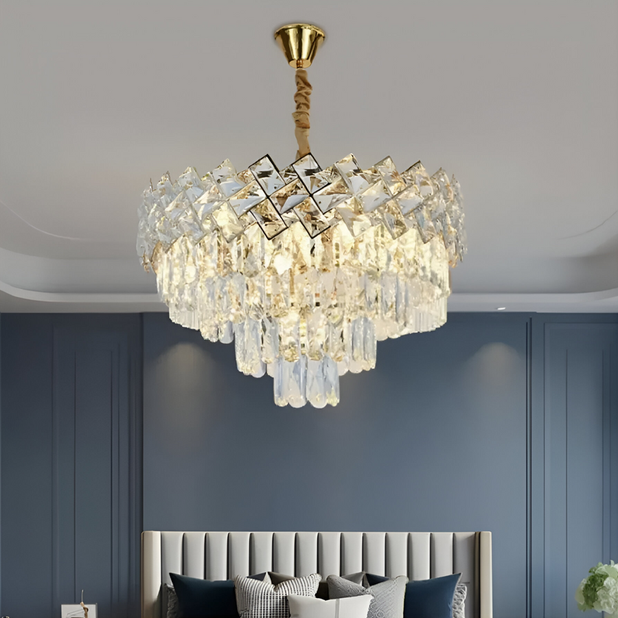 Кристален полилей Windsor Noble 5xe14, 40 cm диаметър, лъскаво злато, регулируема височина