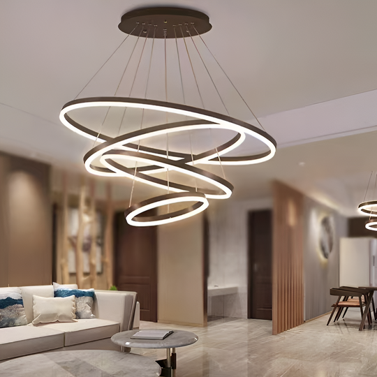 Окачен LED полилей с дистанционно управление CASIANA 130W, 4 кръга, Студена/Топла/Неутрална светлина, Димируем, Черен, Регулируеми по височина LED полилеи с дистанционно управление Заглавие по подразбиране Alessandro Design