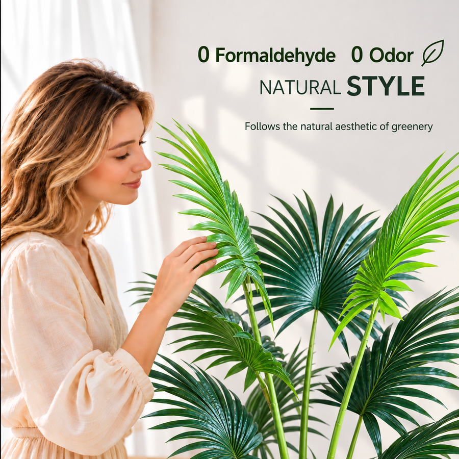 Изкуствено растение Livistona Fan Palm, 10 листа, 160 см, зелено
