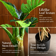Изкуствено растение тип Monstera Deliciosa, 17 листа, 220 см, зелено