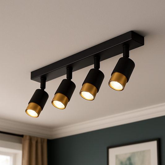 LED проектор с прожектори 4xGU10, 3000k/4000k/6000K, злато, метал и акрил