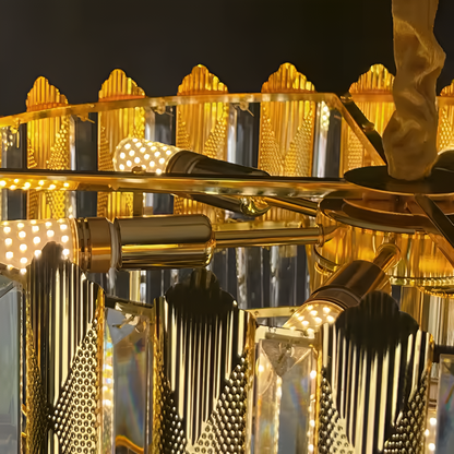 Chandelier Crypton Hampton Eleganza 7x E14, диаметър 49 cm, лъскаво злато, регулируема височина