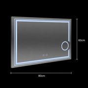 Правоъгълно LED огледало, 80x60 см, студена светлина, CANTO Touch, система против запотяване, димиране