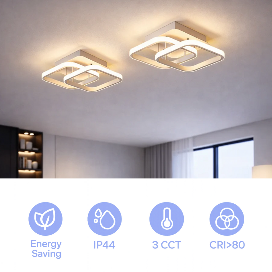 VERTEX Matrix LED полилей, припокриващи се диаманти, метални рамки, 11 W, 2 диаманта, студена/топла/неутрална светлина 3000K/4000K/6000K, бял