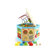 Образователна играчка Montessori Hexagonal Wood 8 в 1, 38 cm, многоцветна