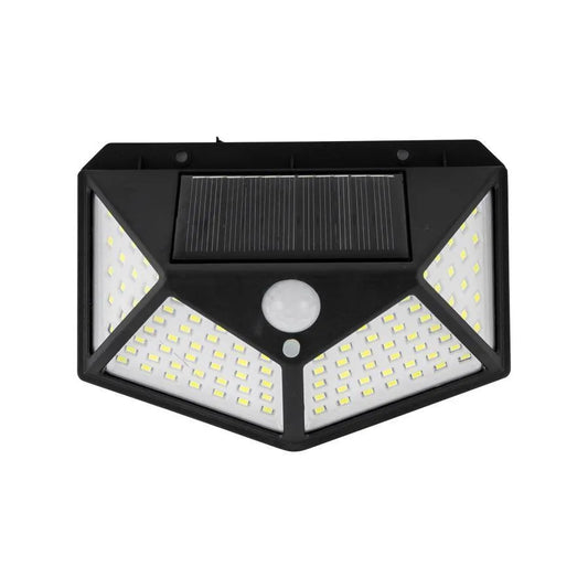 Слънчева лампа със сензор за движение, 100 светодиода, 20W, IP.65, черно