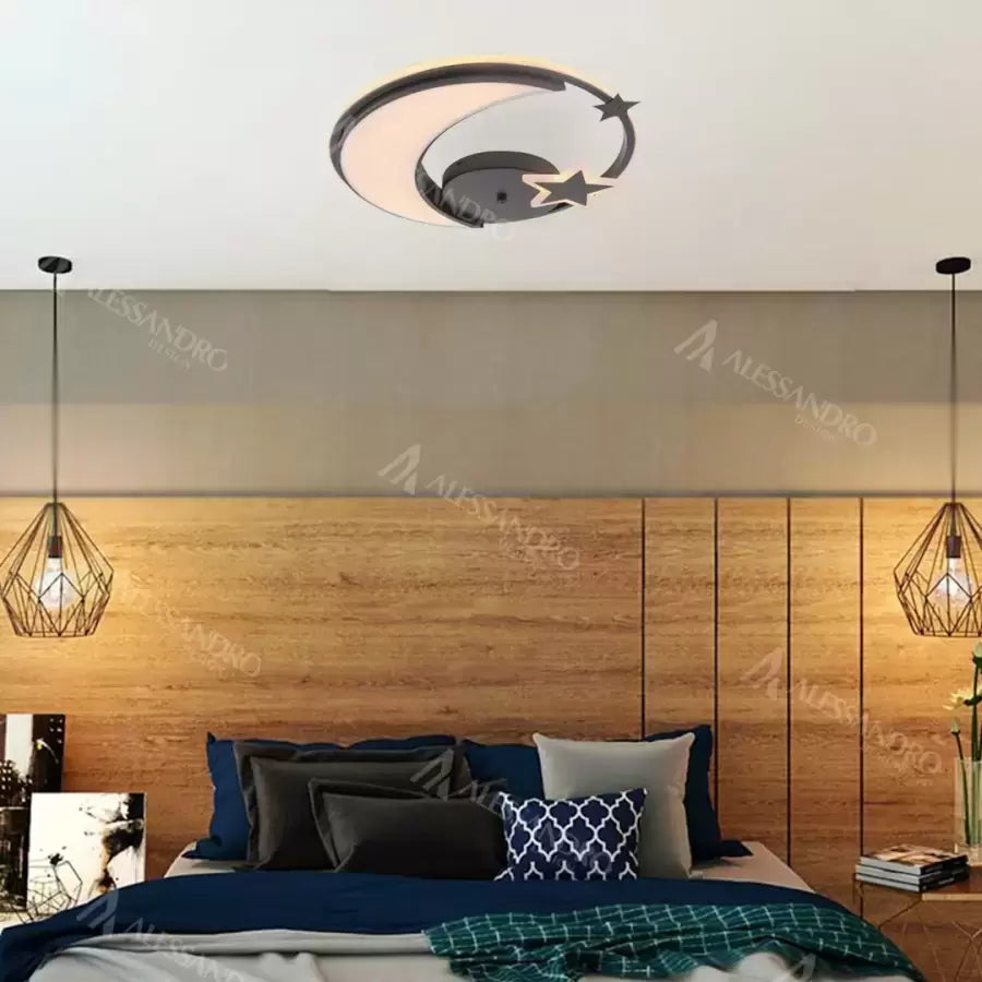 LED полилей с дистанционно управление на Alyona 44W, луна и звезда, студена/гореща/неутрална светлина, нестабилна, черна