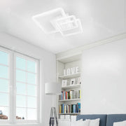 LED полилей с дистанционно управление Prayyda 120W, 3 квадрата, студена/гореща/неутрална светлина, проклет, бял