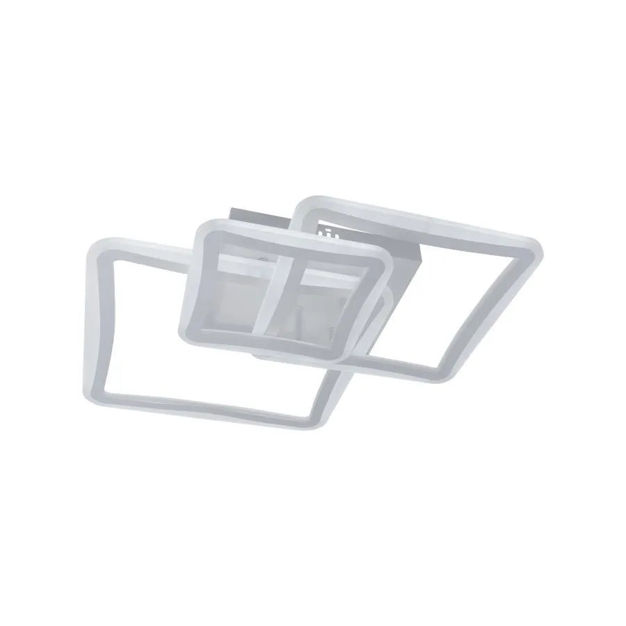 LED полилей с дистанционно управление Prayyda 120W, 3 квадрата, студена/гореща/неутрална светлина, проклет, бял