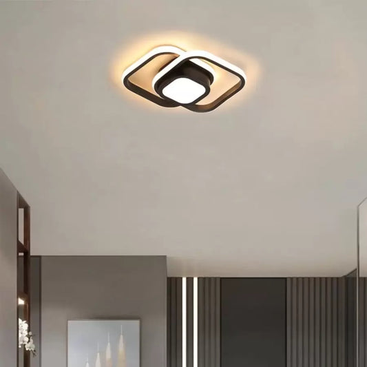 Lud LED Duoform, 25W, геометричен дизайн, заоблен квадрат, черен, горещ/студ/неутрална светлина