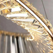 LED полилей, окачен с дистанционно управление и кристал Кайро 98W, 2 кръга, студена/гореща/неутрална светлина, нестабилна, лъскаво злато, регулируема височина