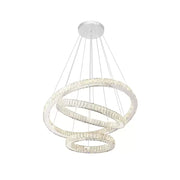LED полилей, окачен с дистанционно управление и Crystal Cayden 200W, 3 кръга, студена/гореща/неутрална светлина, маргаритка, гланцов хром, регулируема височина