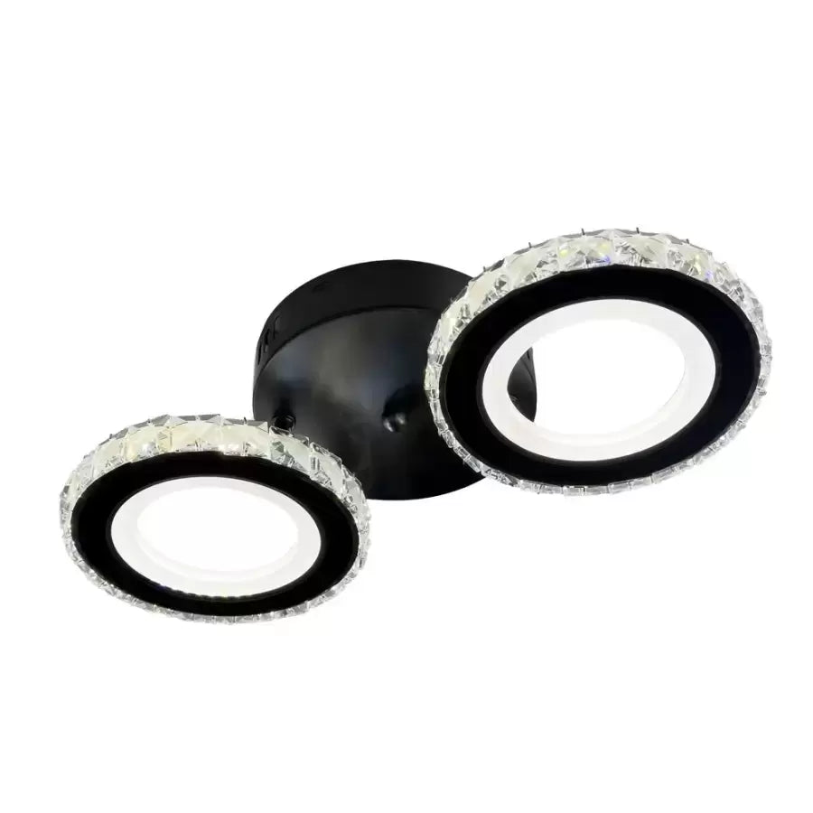LED полилей с дистанционно управление и Crystal Nova Rotonda 29W, 2 кръга, студена/гореща/неутрална светлина, нестабилна, черна