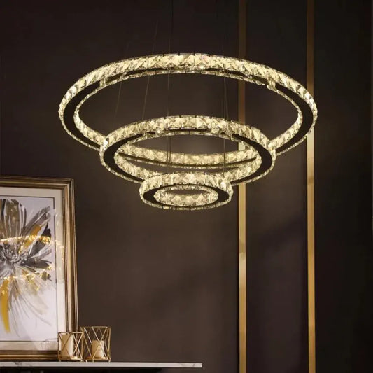 LED LED Lud Luminis, 78W, кристал и метал, 3 кръга, по -тромав, регулируема височина, студена/гореща/неутрална светлина, луксозно осветление