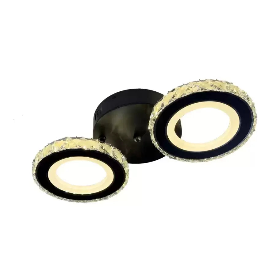 LED полилей с дистанционно управление и Crystal Nova Rotonda 29W, 2 кръга, студена/гореща/неутрална светлина, нестабилна, черна