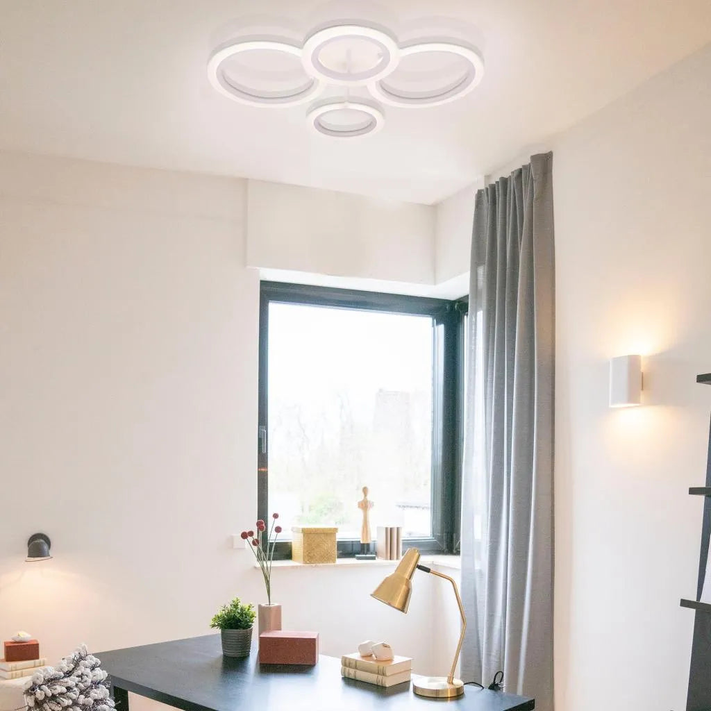 LED LED LED LED дистанционно 44W Бети Уайт - 4 кръга, по -мрачен, студ/топла/неутрална светлина