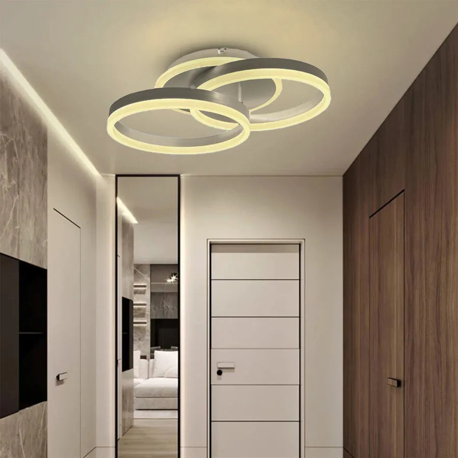 LED полилей с дистанционно управление на Lyra, 120W, 2 кръга, Dimble, четка със сребро, студена/гореща/неутрална светлина