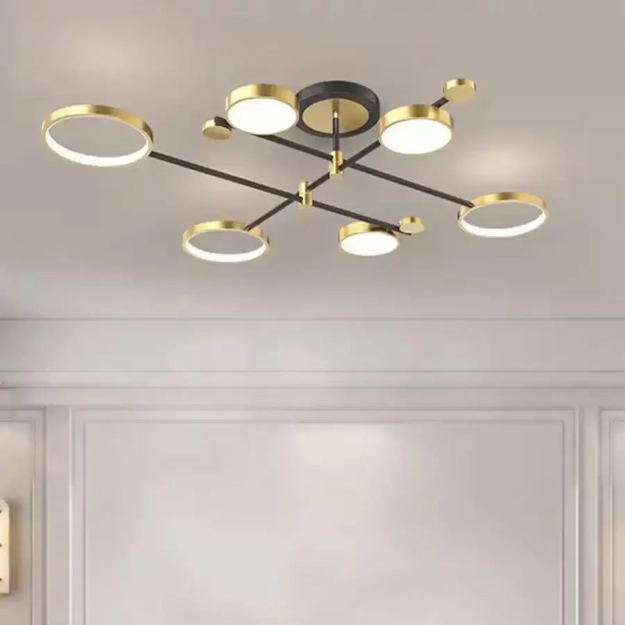 LED полилей с групи за дистанционно управление 110W, 6 елемента, студена/гореща/неутрална светлина, нестабилна, черно злато