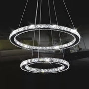 LED полилей с дистанционно управление и кристална призма Luminis 58W, 2 кръга, студена/гореща/неутрална светлина, нестабилна, сребърна, регулируема височина