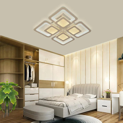 LED полилей със сусамово дистанционно управление, 77W, 4 квадрата, студена/гореща/неутрална светлина, нестабилна, бяла