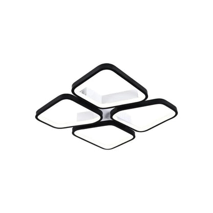 LED полилей с дистанционно управление на Daiki, 79W, 4 квадрата, студена/гореща/неутрална светлина, недобросъвестно, черно