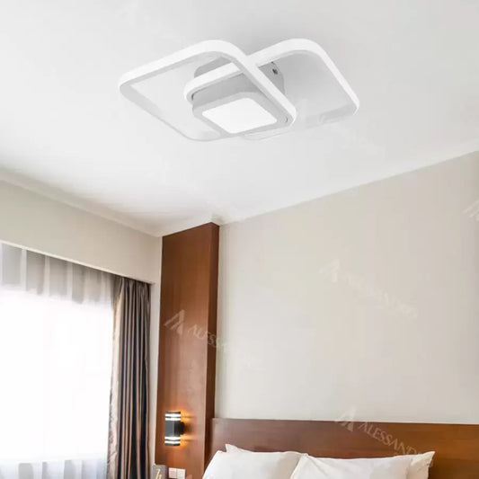 LED LED Duoform, 36W, геометричен дизайн, заоблен квадрат, бял, горещ/студ/неутрална светлина