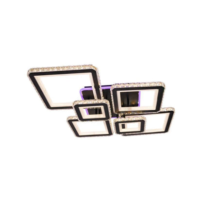 LED полилей с дистанционно управление и Quadris RGB 330W Crystal, 6 квадрата, студ/гореща/неутрална светлина, нестабилен, черен