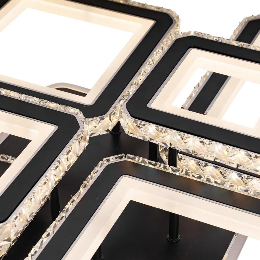LED полилей с дистанционно управление и Quadris RGB 330W Crystal, 6 квадрата, студ/гореща/неутрална светлина, нестабилен, черен