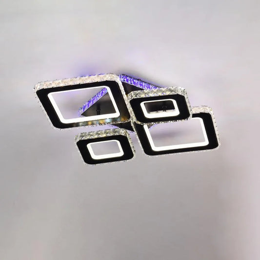 LED LED TERRANO с кристали, 4 квадрата, RGB, с дистанционно управление, 162W, черно и неръждаемо
