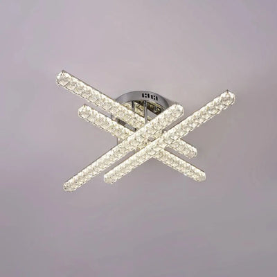 LED полилей с дистанционно управление и Crystal Gracian 112W, линеен, студен/горещ/неутрална светлина, нестабилен, лъскав хром