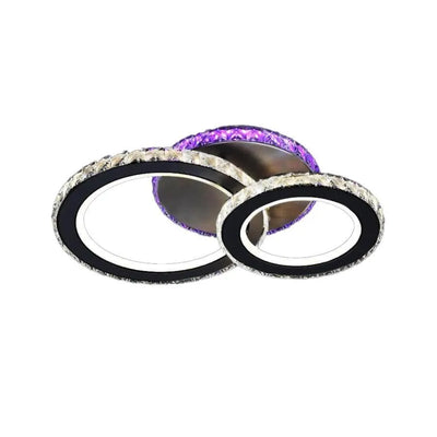 LED полилей с дистанционно управление и кристал Zafina RGB 106W, 2 кръга, студена/гореща/неутрална светлина, нестабилна, черна