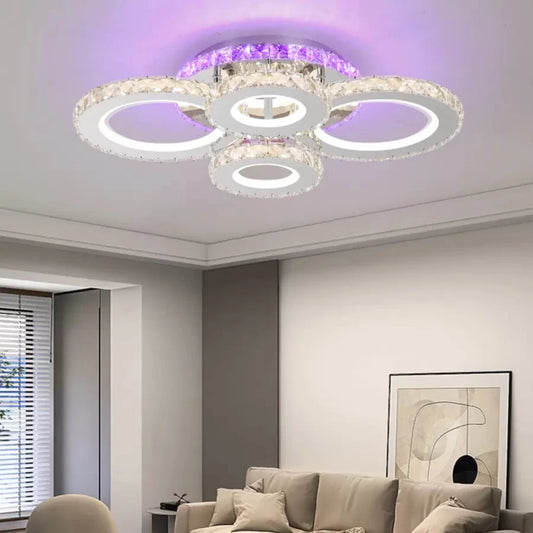 Lulus доведе Nova Rondoda с кристали, 4 източника на светлина, RGB, с дистанционно управление, 72W, лъскав хром