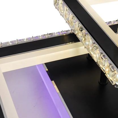 Lulus поведе Nova Quadria с кристали, 3 източника на светлина, RGB, с дистанционно управление, 154W, черно и неръждаемо