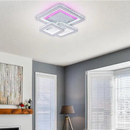 LED полилей с дистанционно управление и кристал LEILA 87W, 3 квадрата, студена/топла/неутрална светлина, димируем, бял LED полилей с дистанционно управление Default Title Alessandro Design